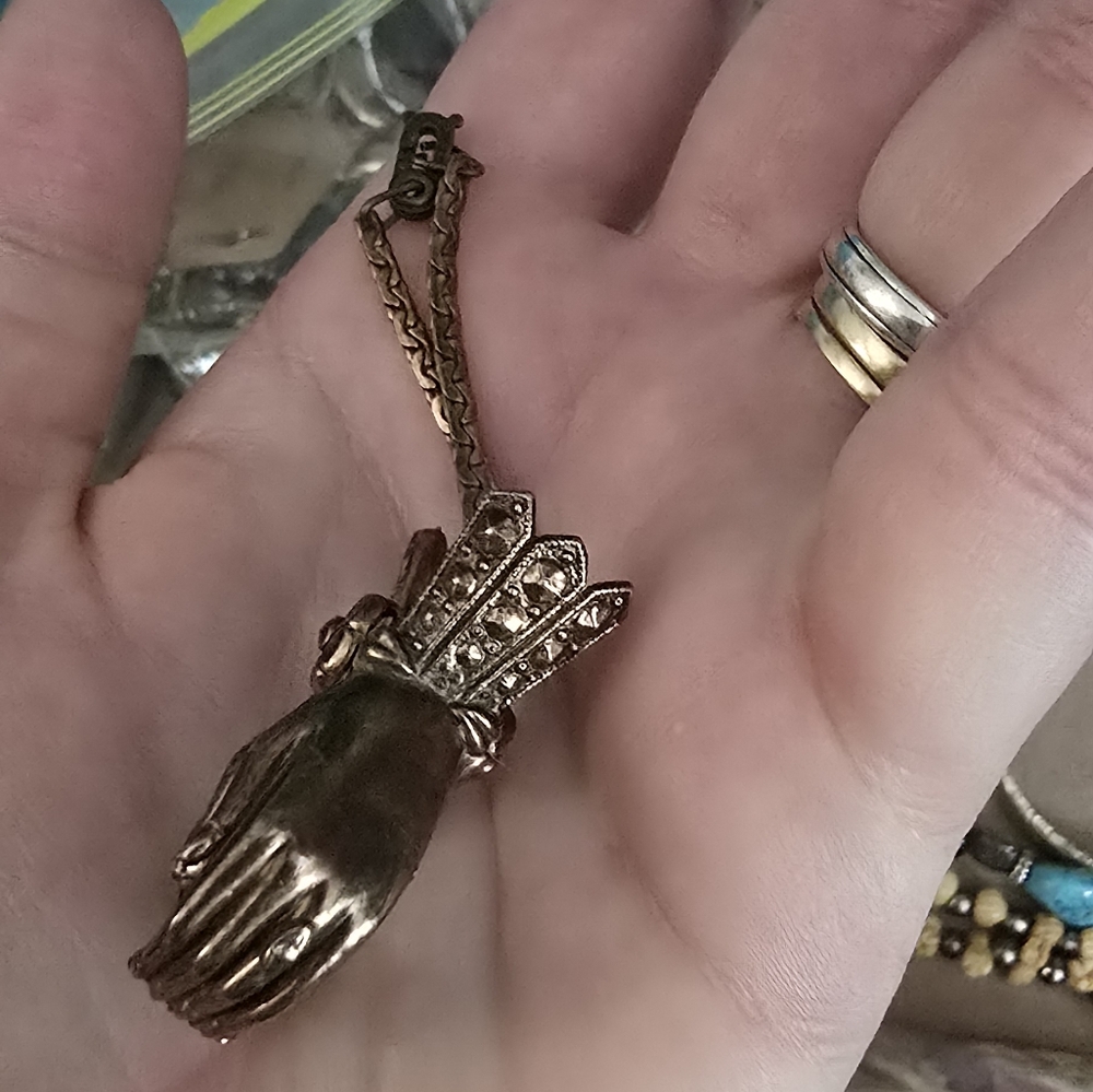 Antique Chatelaine Glove Clip  1910s Edwardian Style Dress Clip Pair Of Gloves